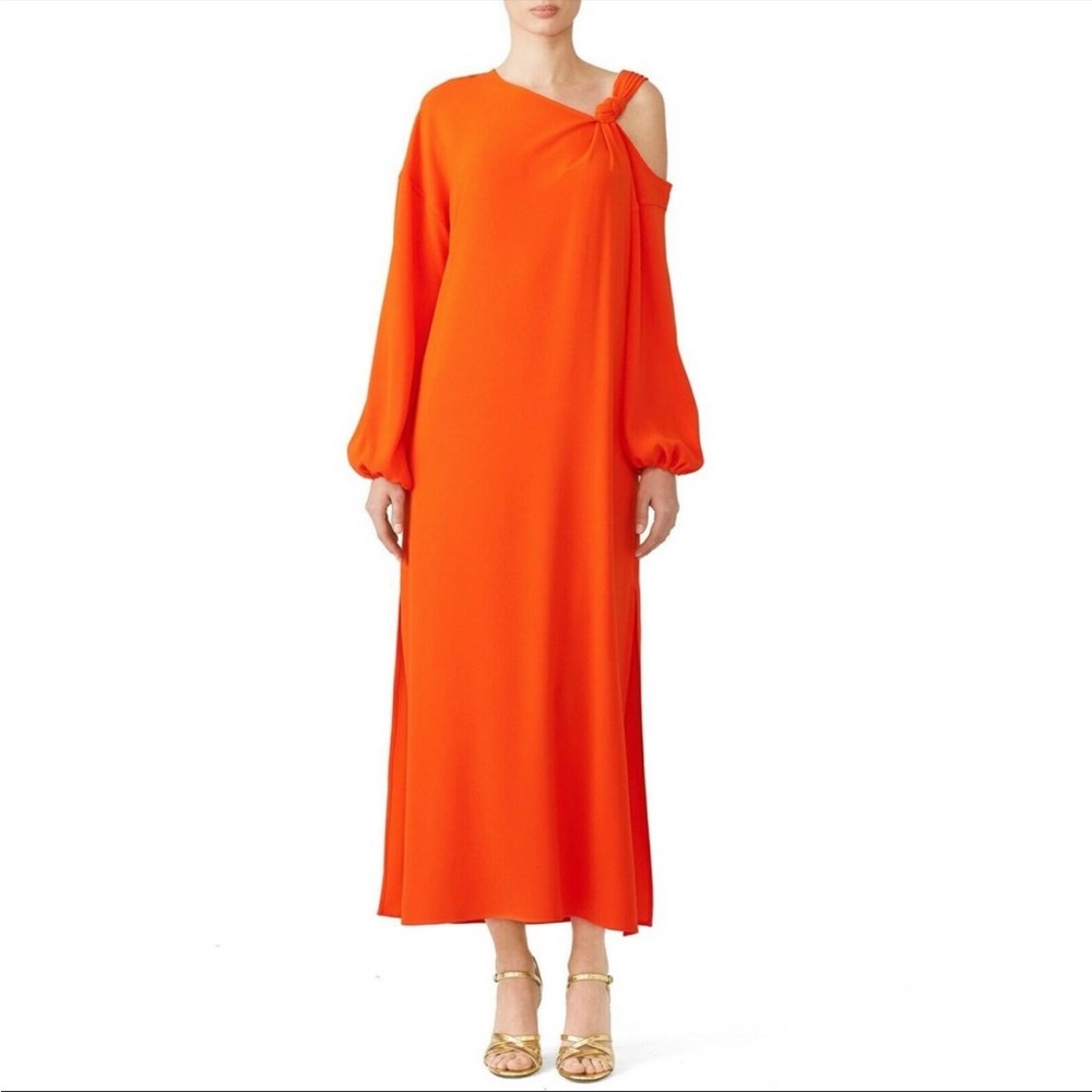 Elizabeth and James size 4 dress tangerine orange one shoulder with sleeve